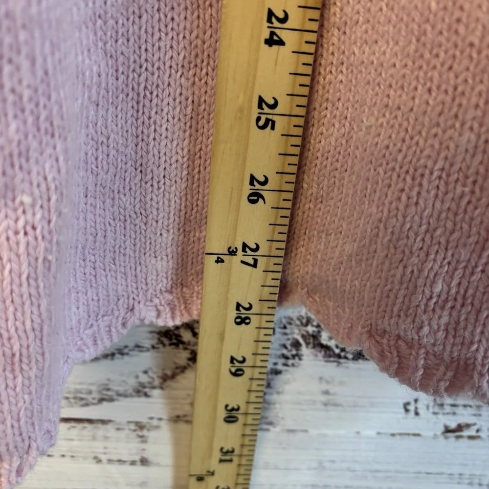 Vintage 80s 90s Sweater L Pink Cottagecore Embellished Pearls 3D Feminine Granny